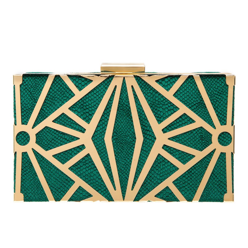 CARIEDO Women Evening Bag Elegant Clutch Purse Exquisite Velvet Metal Hollow out Handbags Prom Wedding Party (Green) - Image 1
